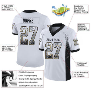 Custom White Black-Vegas Gold Drift Fashion Mesh Authentic Football Jersey