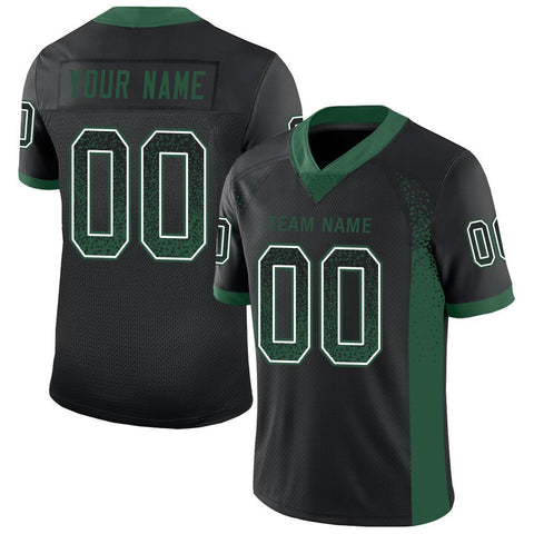 Custom Black Green-White Drift Fashion Mesh Authentic Football Jersey