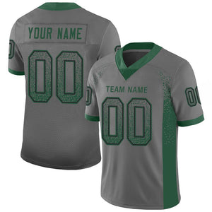 Custom Gray Gotham Green-Black Drift Fashion Mesh Authentic Football Jersey