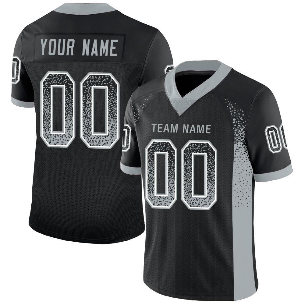 Custom Black Silver-White Drift Fashion Mesh Authentic Football Jersey