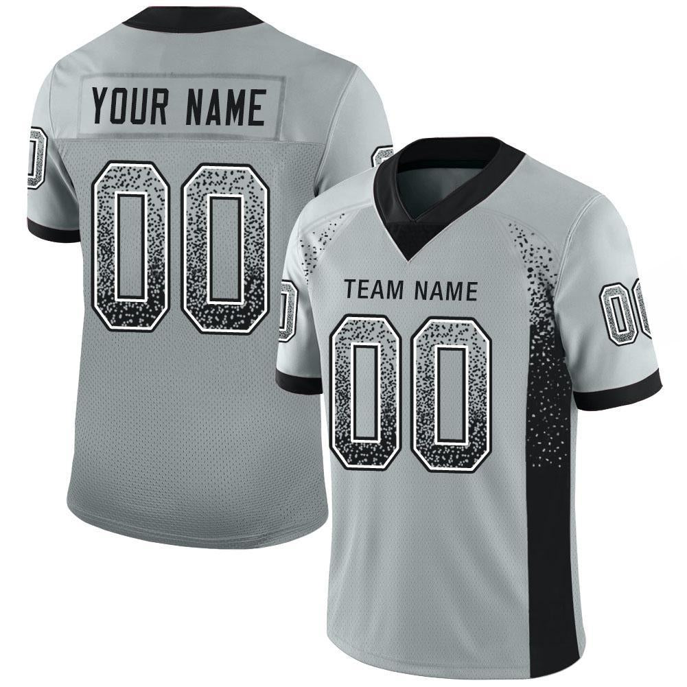 Custom Silver Black-White Drift Fashion Mesh Authentic Football Jersey