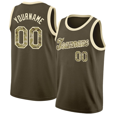 Custom Olive Camo Classic Tops Athletic Casual Basketball Jersey