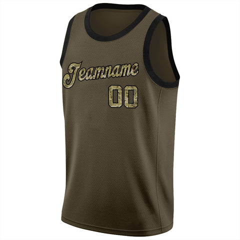 Custom Olive Camo-Black Classic Tops Athletic Basketball Jersey