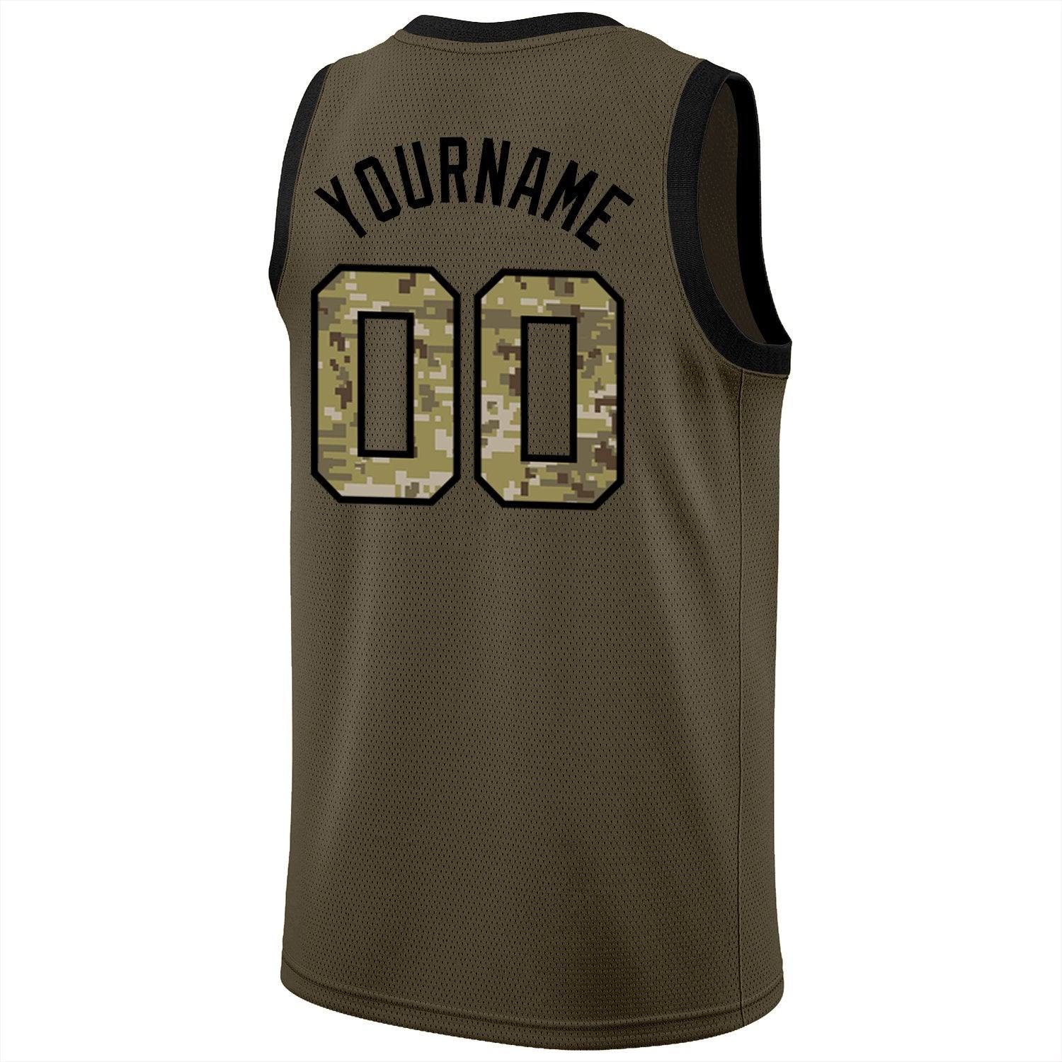 Custom Olive Camo-Black Classic Tops Athletic Basketball Jersey