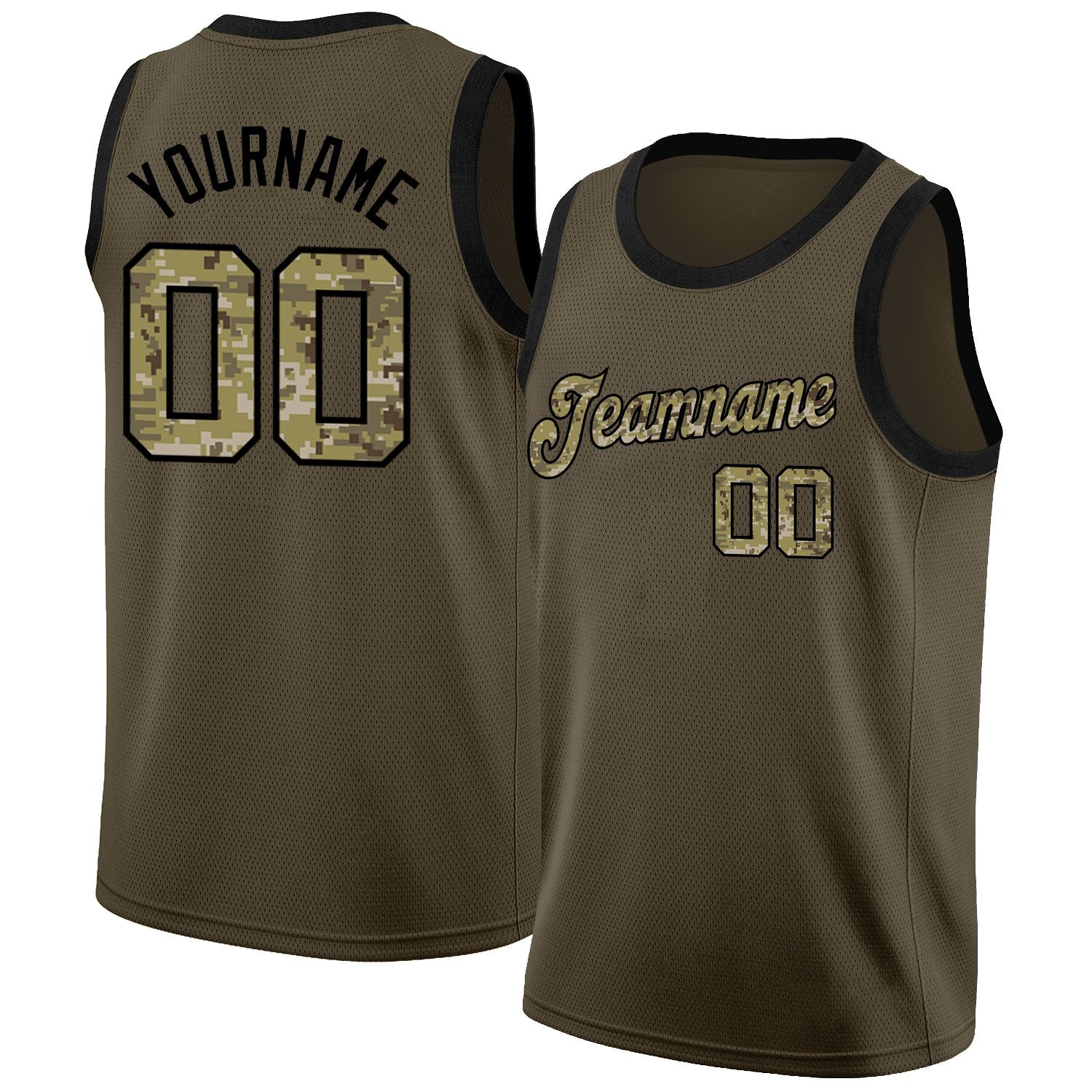 Custom Olive Camo-Black Classic Tops Athletic Basketball Jersey