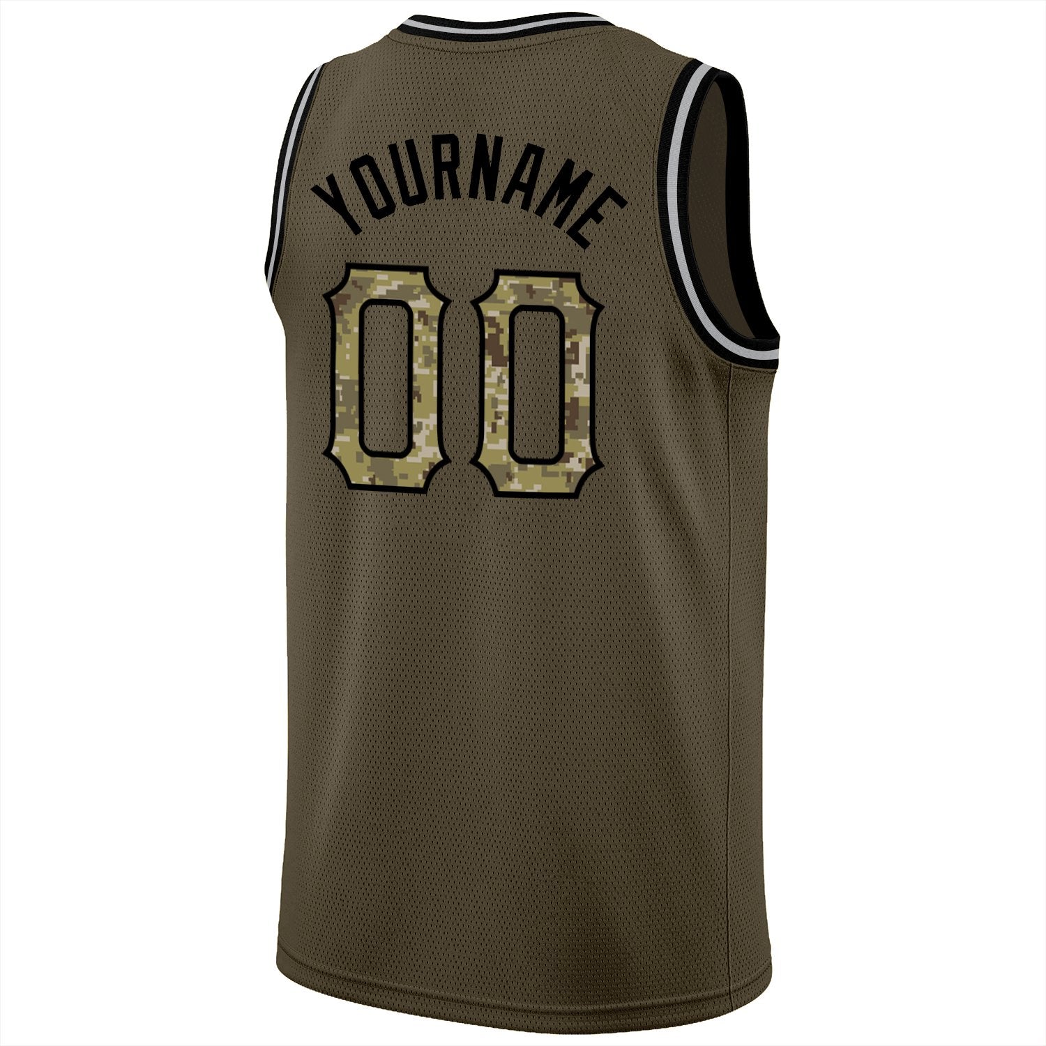 Maillot de basket-ball athlétique personnalisé, camouflage Olive-noir classique