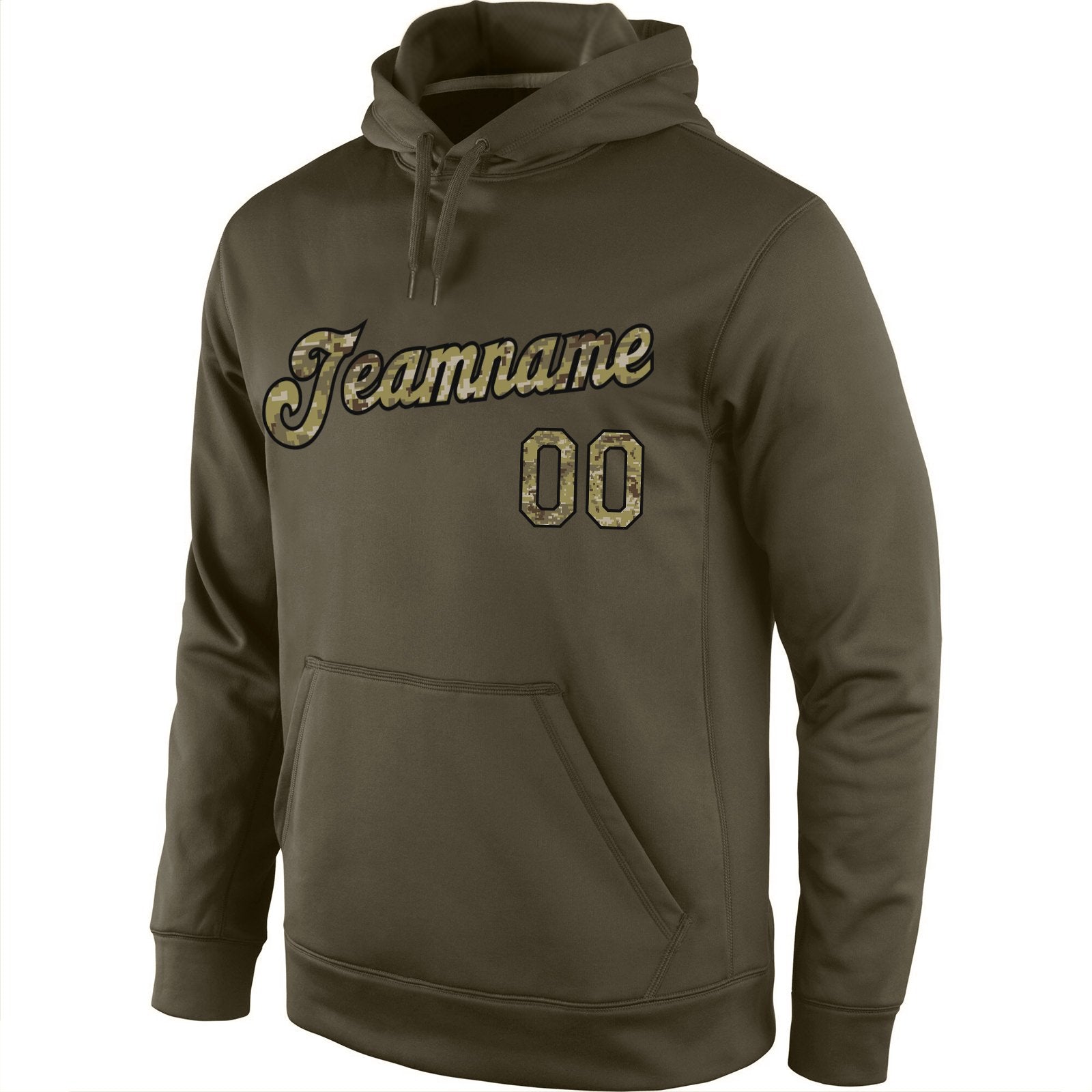 Custom Olive Camo-Black Classic Style Uniform Pullover Fashion Hoodie