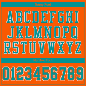 Custom Orange Aqua-White Classic Style Mesh Authentic Football Jersey