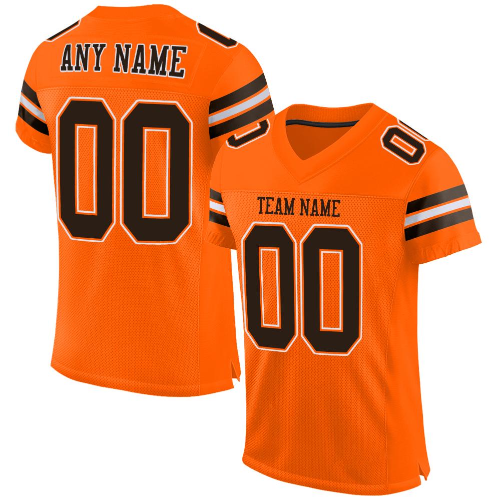 Custom Orange Brown-White Classic Style Mesh Authentic Football Jersey