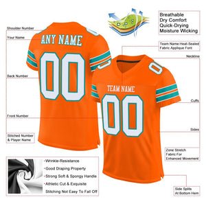 Custom Orange White-Aqua Classic Style Mesh Authentic Football Jersey