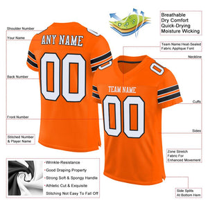 Custom Orange White-Black Classic Style Mesh Authentic Football Jersey