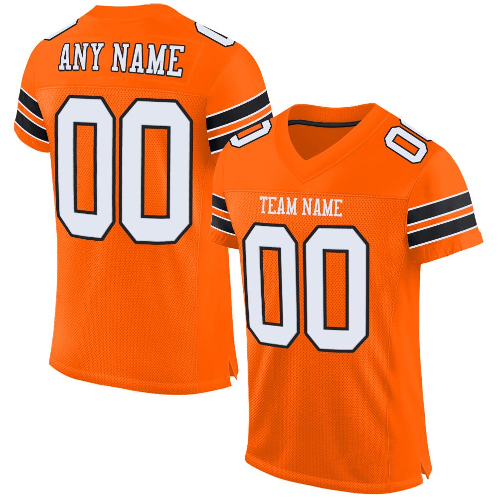 Custom Orange White-Black Classic Style Mesh Authentic Football Jersey