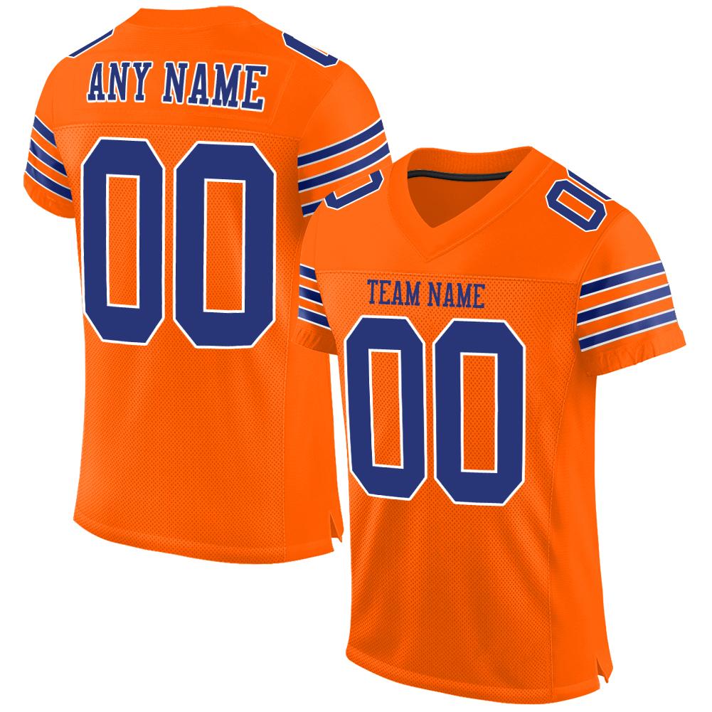 Custom Orange Royal-White Classic Style Mesh Authentic Football Jersey