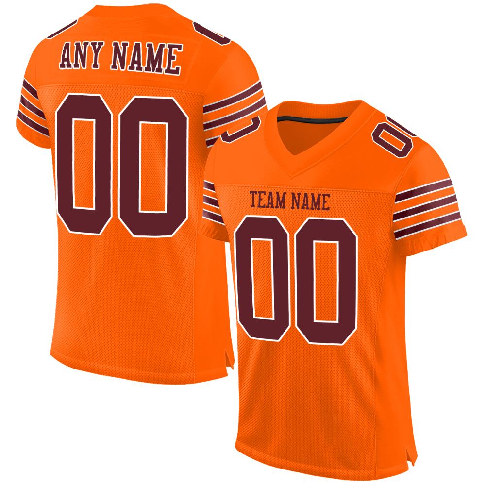 Custom Orange Burgundy-White Classic Style Mesh Authentic Football Jersey