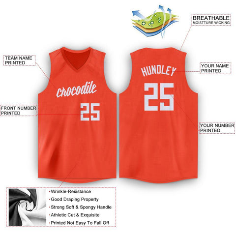 Custom Orange White Classic Tops Athletic Basketball Jersey