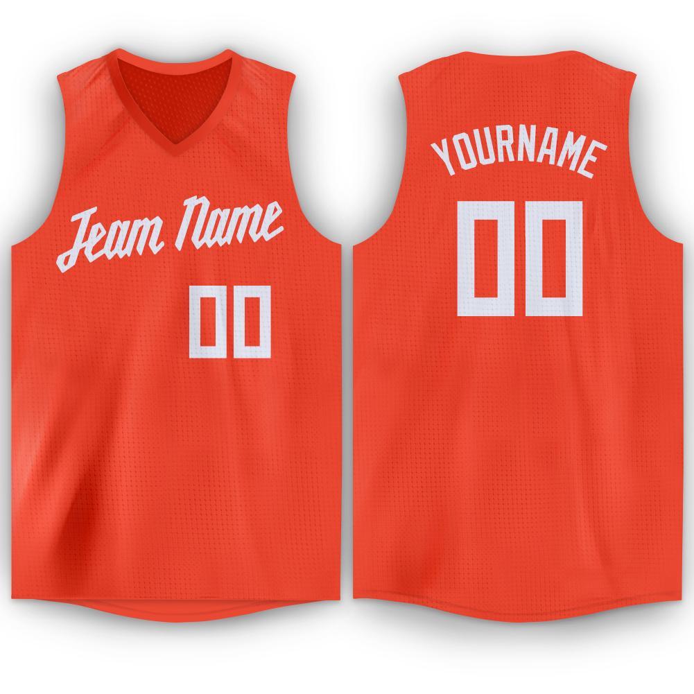 Maillot de basket-ball athlétique classique blanc Orange personnalisé