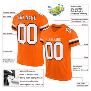 Custom Orange White-Black Classic Style Mesh Authentic Football Jersey