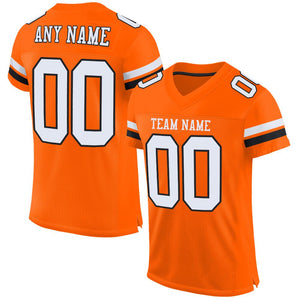 Custom Orange White-Black Classic Style Mesh Authentic Football Jersey