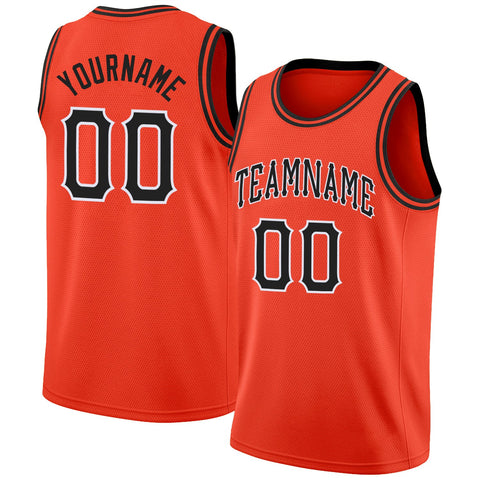 Custom Orange Black-White Classic Tops Men/Boy Basketball Jersey