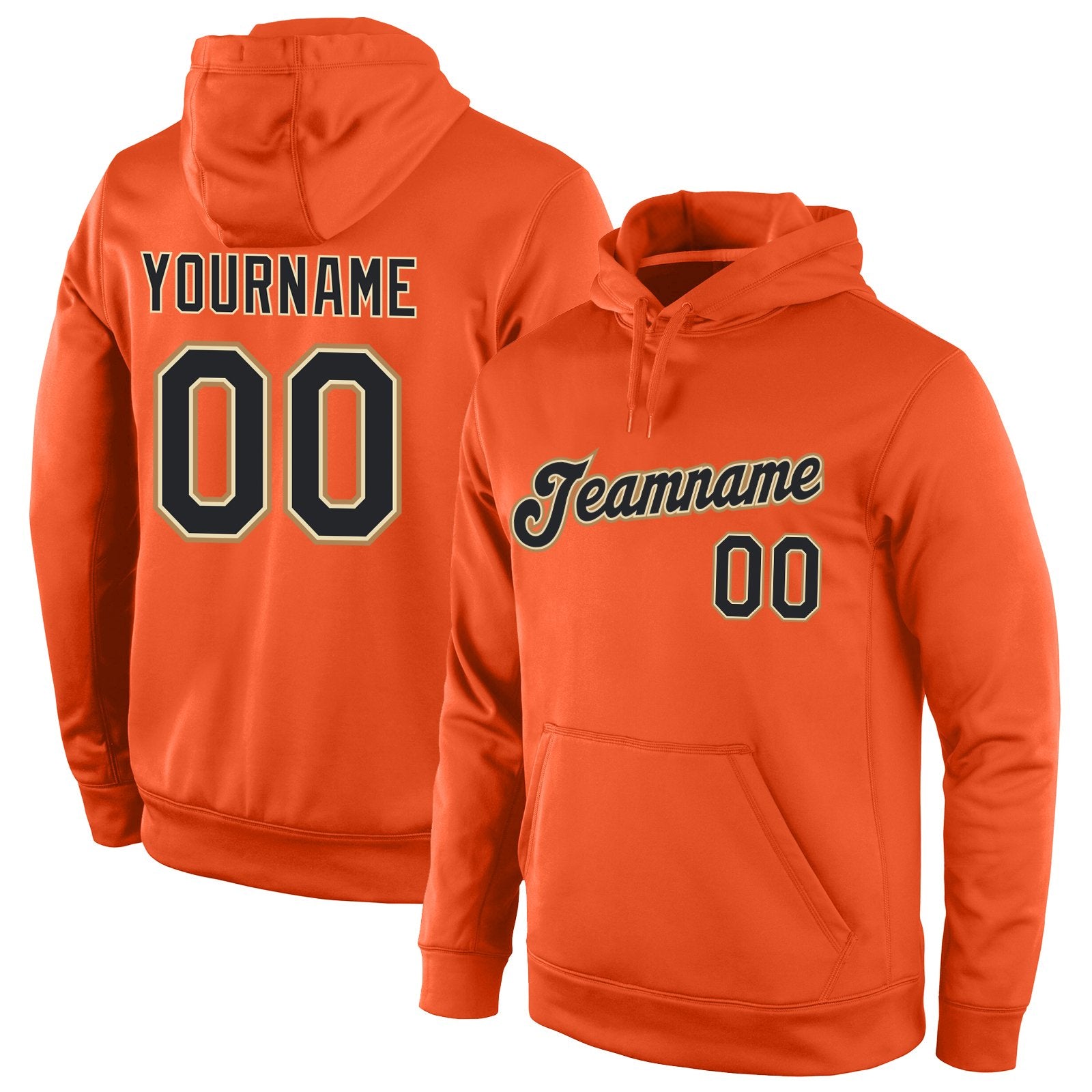 Custom Orange Black-Old Gold Classic Style Uniform Pullover Fashion Hoodie