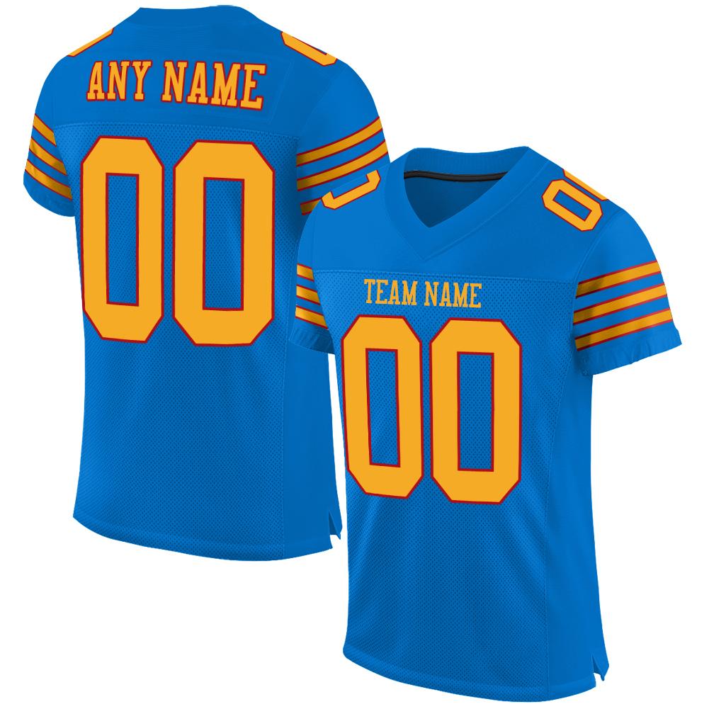 Custom Panther Blue Gold-Red Classic Style Mesh Authentic Football Jersey