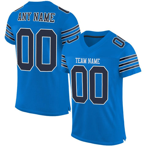 Custom Panther Blue Navy-White Classic Style Mesh Authentic Football Jersey