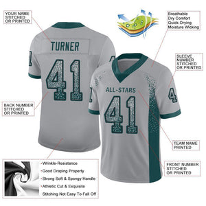 Custom Light Gray Midnight Green-Black Drift Fashion Mesh Authentic Football Jersey