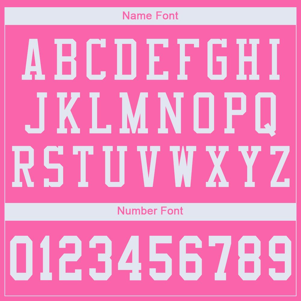 custom pink colour american football jerseys name and number font example