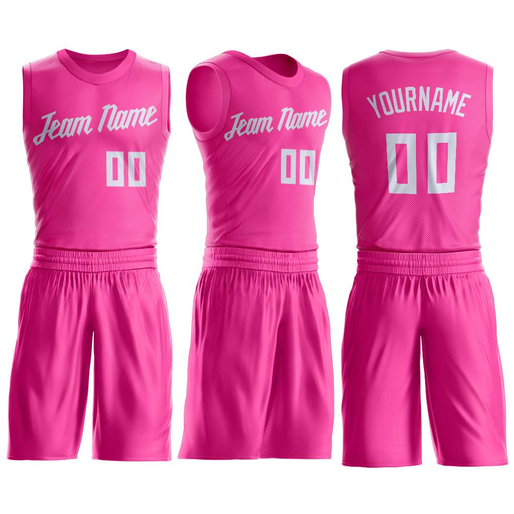 Custom Pink White Classic Sets Basketball Jersey