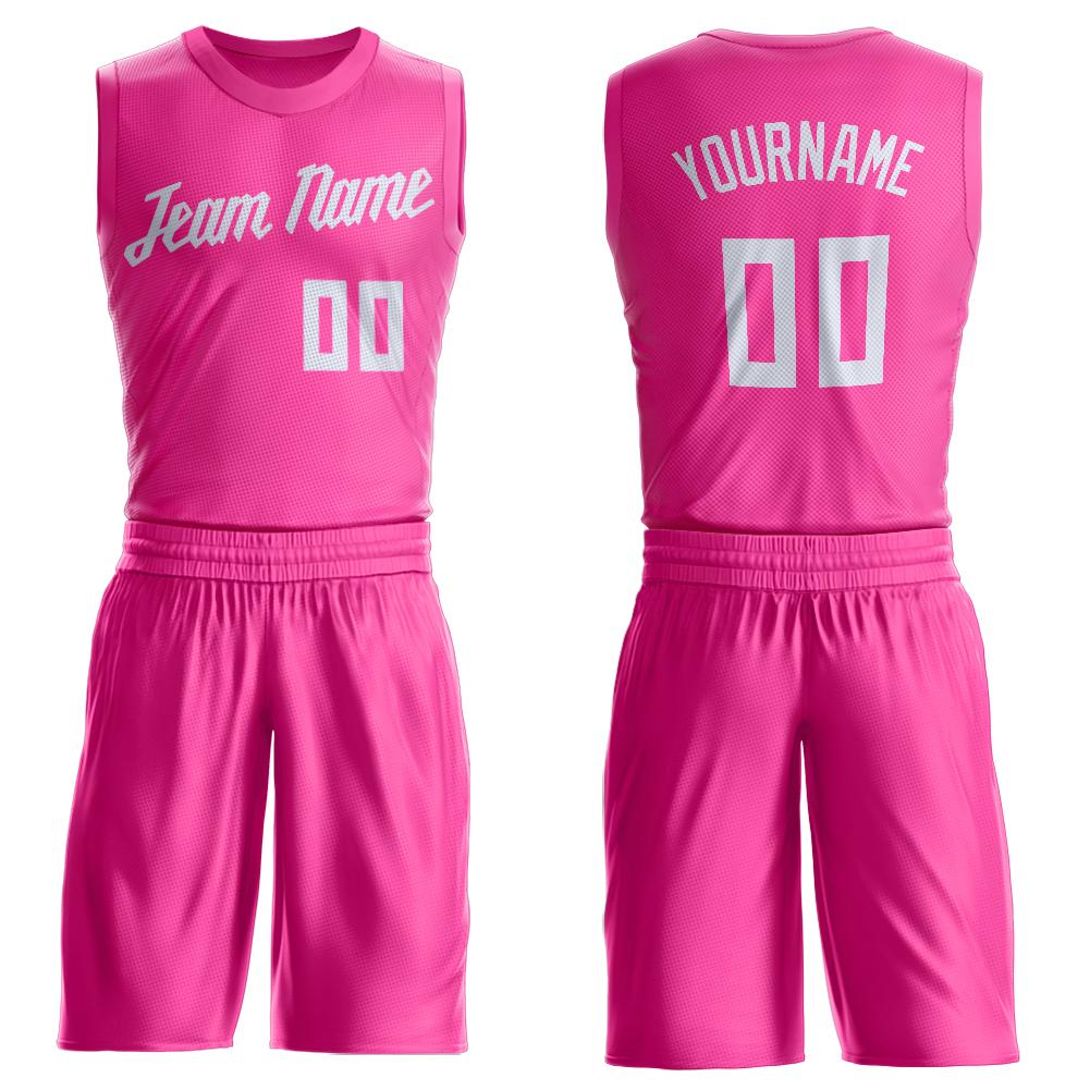 Custom Pink White Classic Sets Basketball Jersey