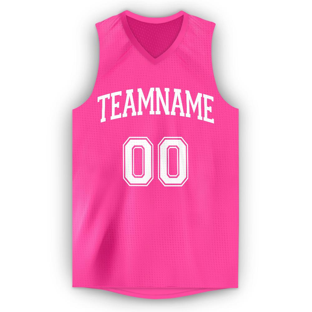 Maillot de basket-ball respirant en tête classique blanc rose personnalisé