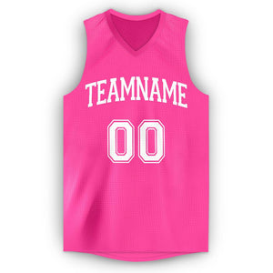 Custom Pink White Classic Tops Breathable Basketball Jersey