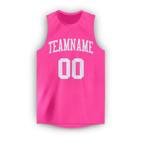 Custom Pink White Classic Tops Breathable Basketball Jersey