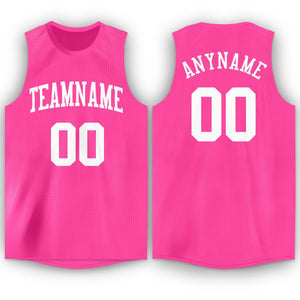 Custom Pink White Classic Tops Breathable Basketball Jersey