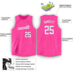 Custom Pink White Classic Tops Breathable Basketball Jersey