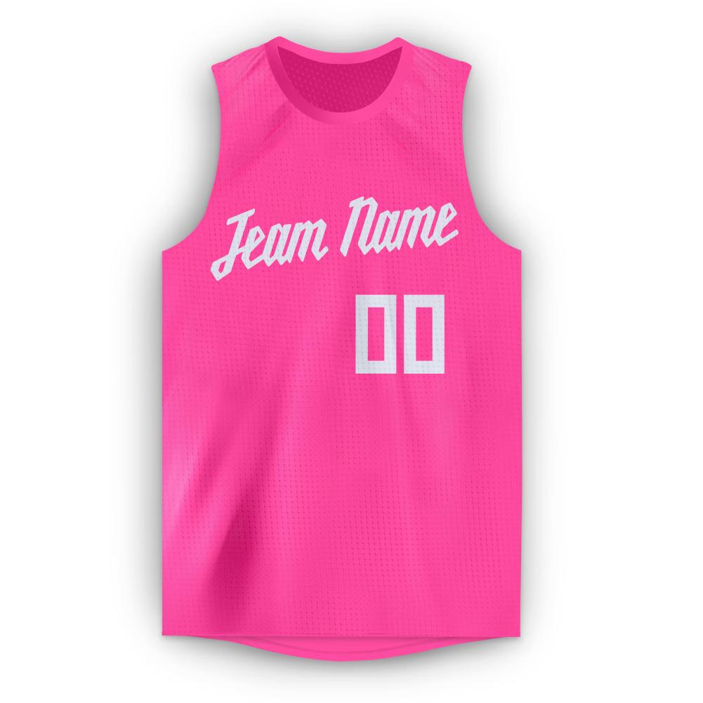 Maillot de basket-ball respirant en tête classique blanc rose personnalisé