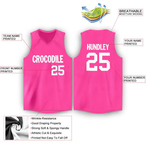 Custom Pink White Classic Tops Breathable Basketball Jersey