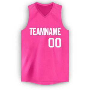 Custom Pink White Classic Tops Breathable Basketball Jersey