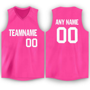 Custom Pink White Classic Tops Breathable Basketball Jersey