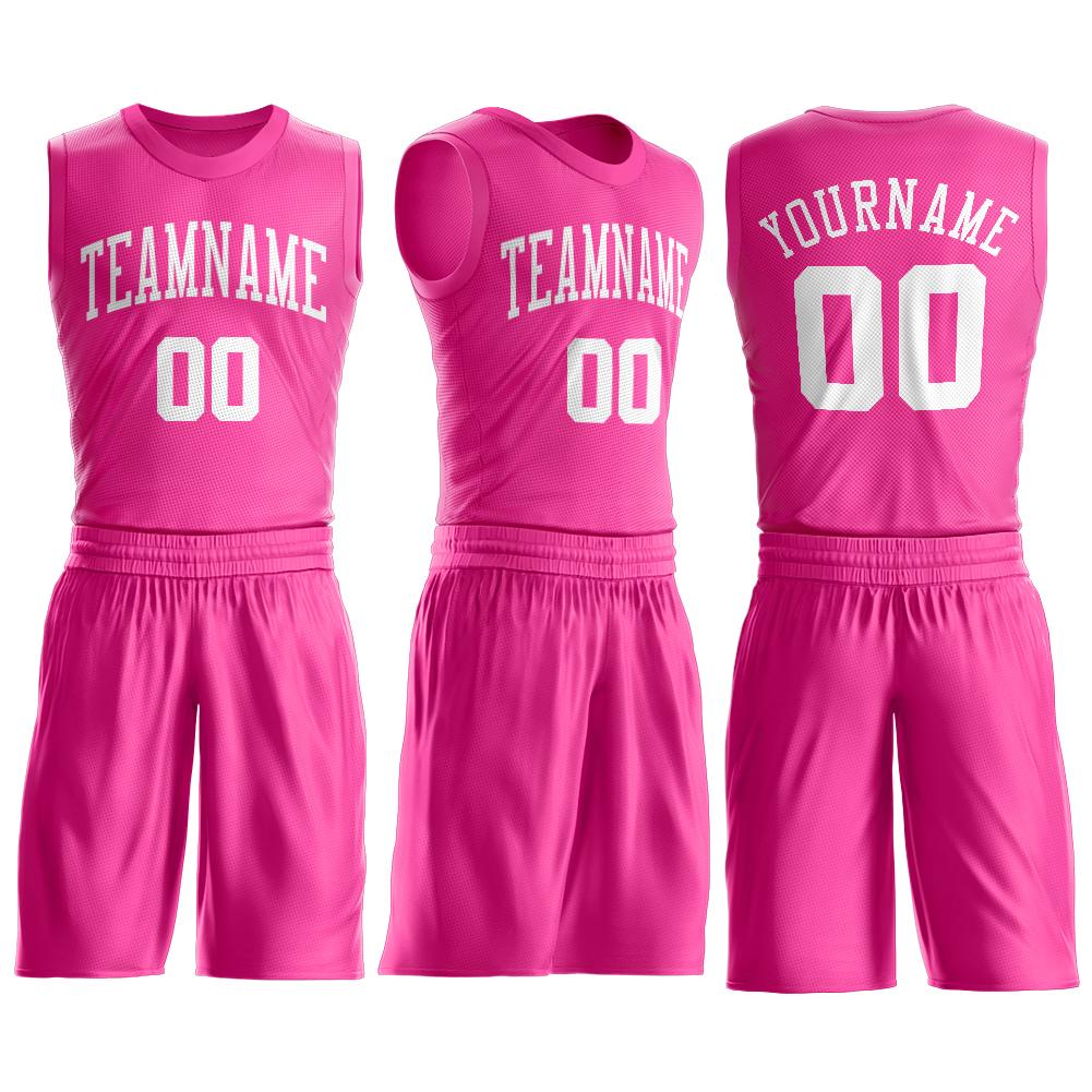 Custom Pink White Classic Sets Basketball Jersey