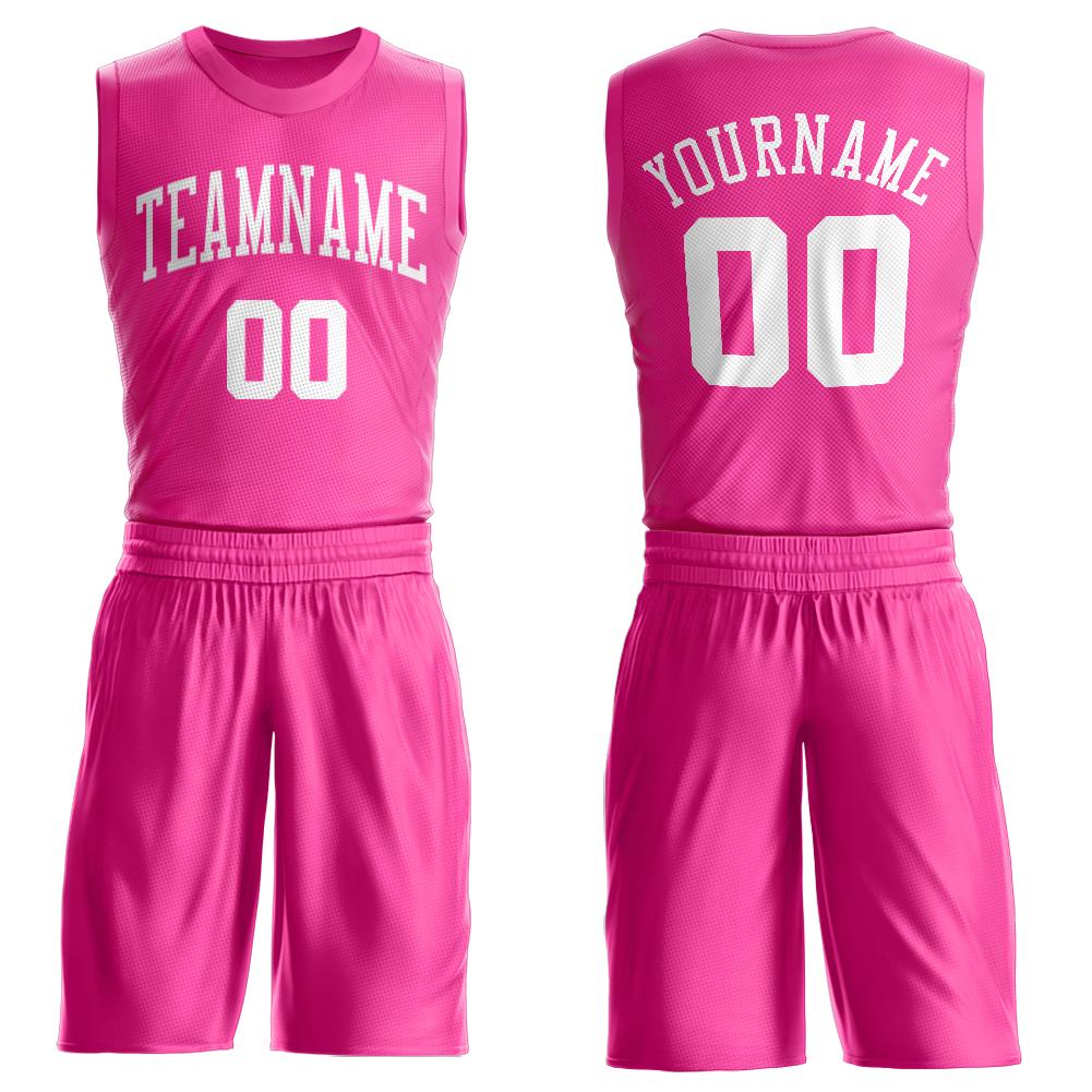 Custom Pink White Classic Sets Basketball Jersey