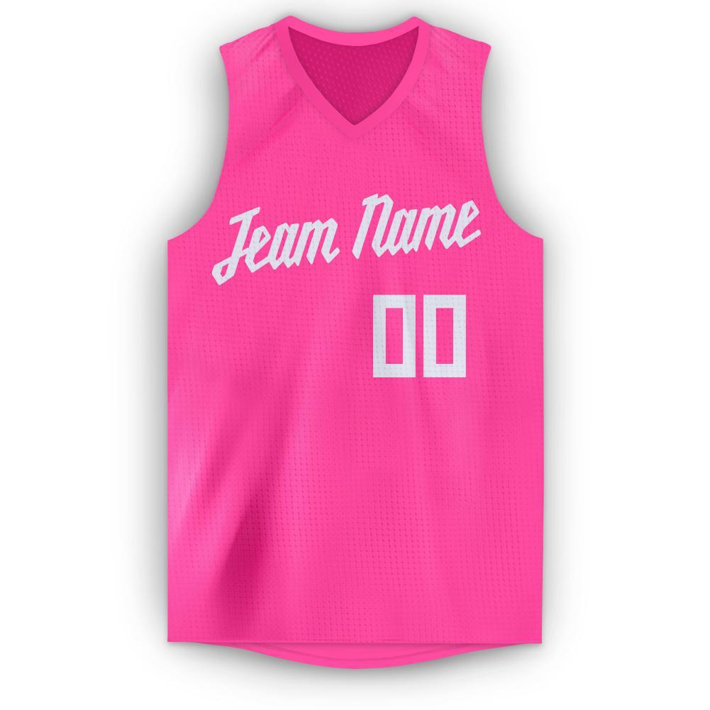 Maillot de basket-ball respirant en tête classique blanc rose personnalisé