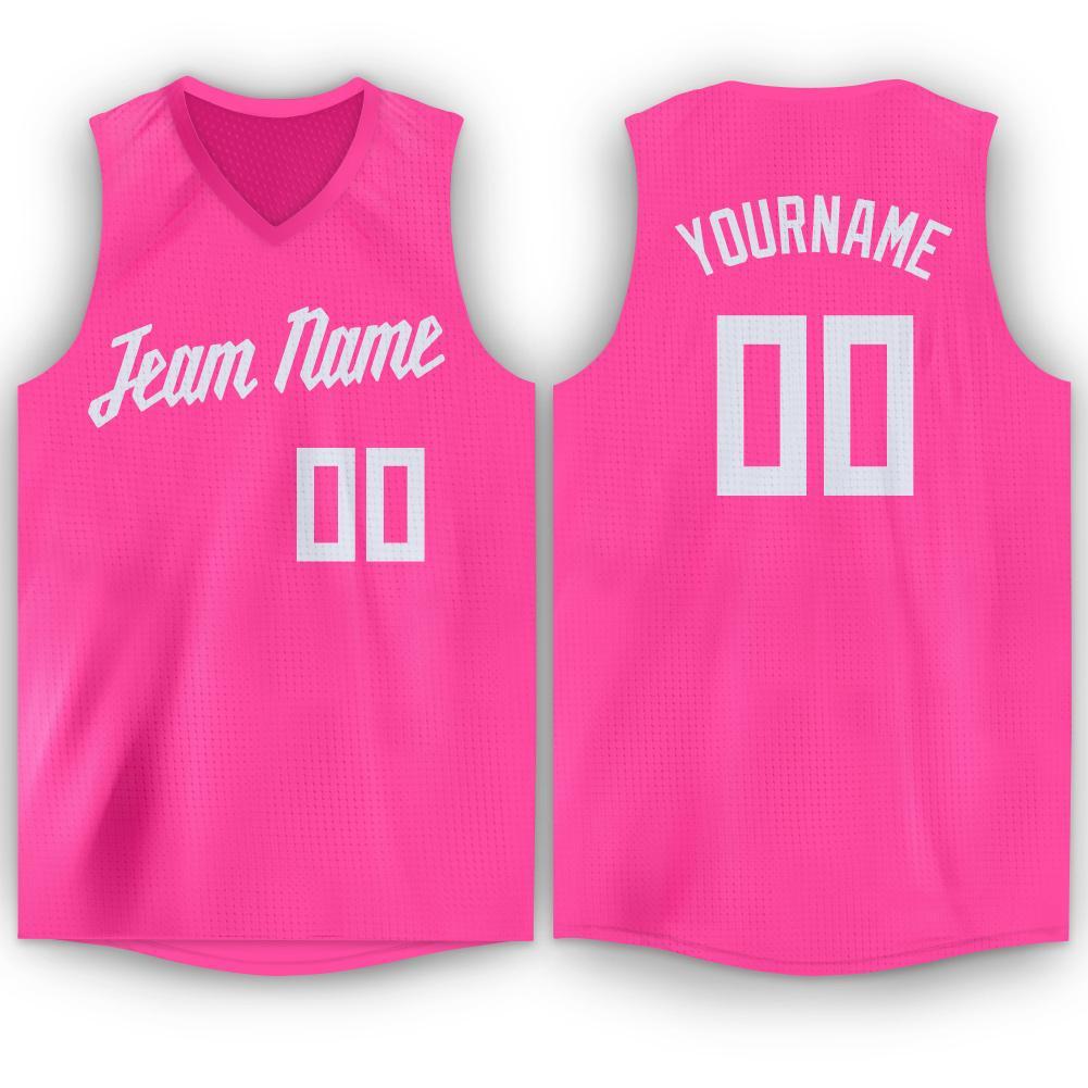 Maillot de basket-ball respirant en tête classique blanc rose personnalisé