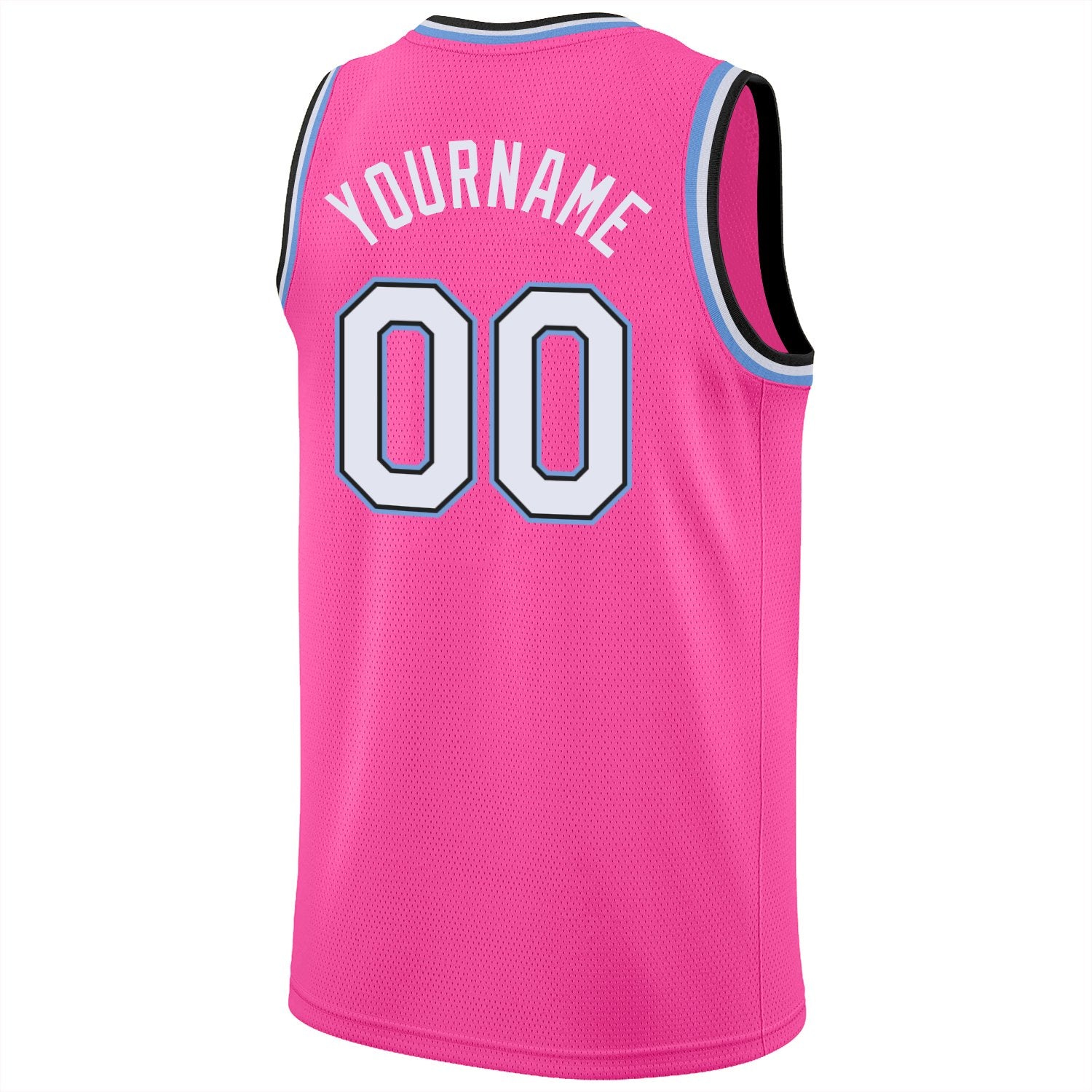 Custom Pink White-Light Blue Classic Tops Mesh Basketball Jersey