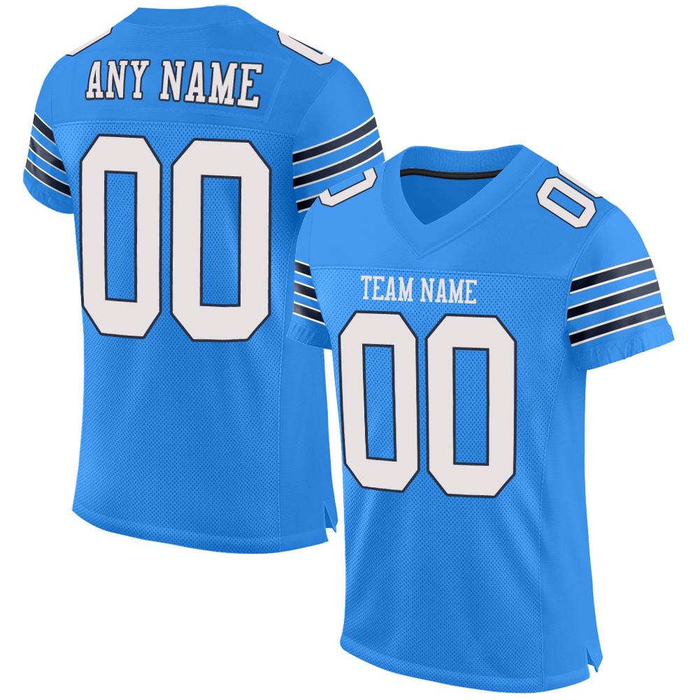 Custom Powder Blue Classic Style Mesh Authentic Football Jersey