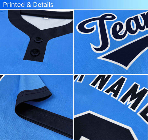 Custom Light Blue White-Red Classic Style Authentic Two-Button Baseball Jersey
