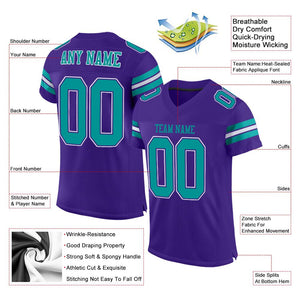 Custom Purple Aqua-White Classic Style Mesh Authentic Football Jersey