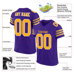 Custom Purple Gold-White Classic Style Mesh Authentic Football Jersey