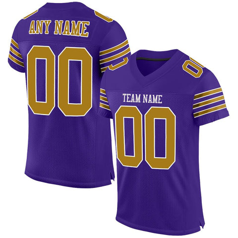 Custom Purple Old Gold-White Classic Style Mesh Authentic Football Jersey