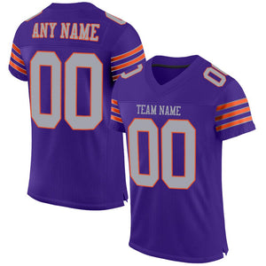 Custom Purple Gray-Orange Classic Style Mesh Authentic Football Jersey